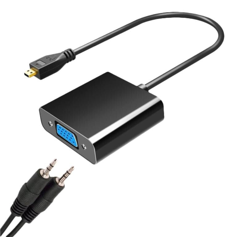 Adaptér Micro HDMI (male) na VGA (female, D-Sub DE-15), čierna