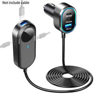 Rozbočovač pre autozapaľovač, 100W, 2xUSB-A + 4xUSB-C