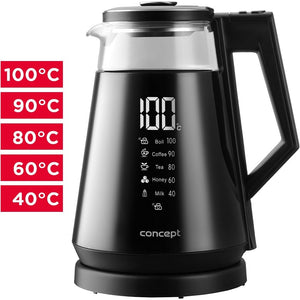 Rýchlovarná kanvica Concept Thermosense RK4170, čierna, 1,7 l POŠKODENÝ OBAL