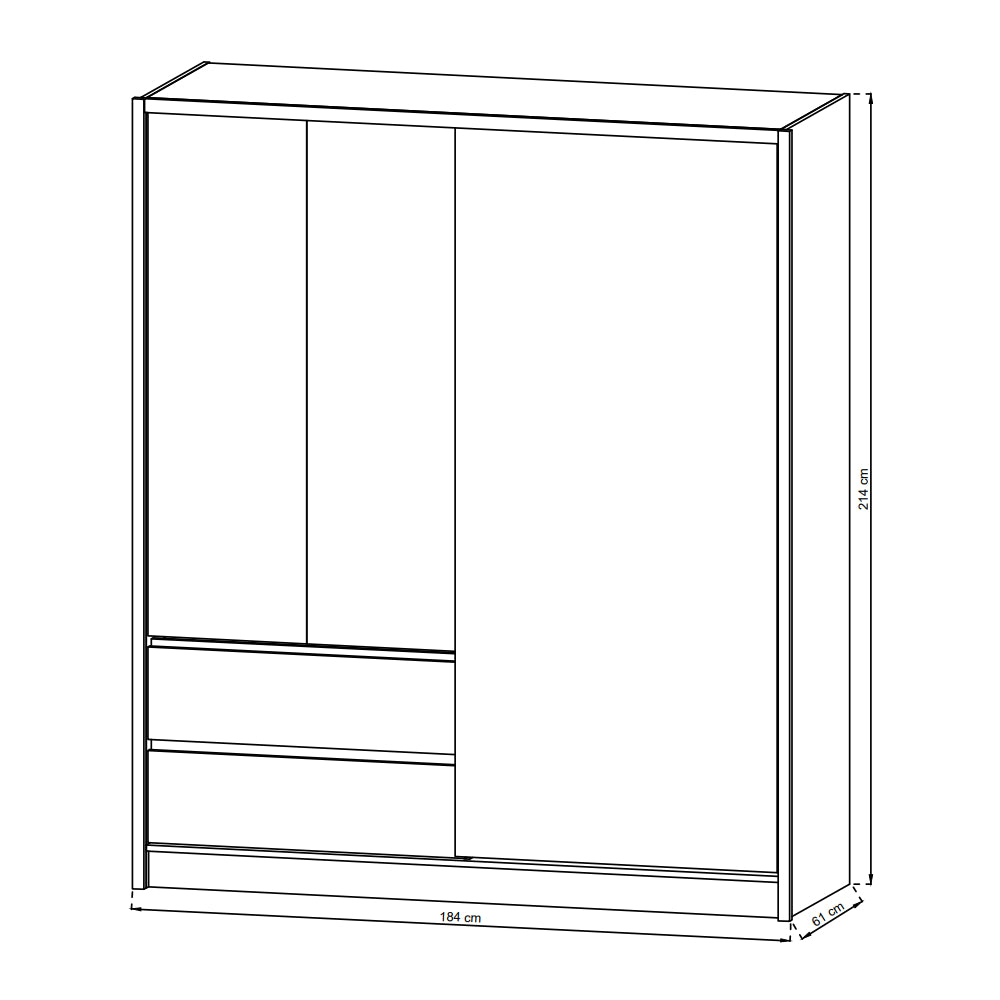 Šatní skříň Letia - 184x214x62 (bílá) ROZBALENÉ