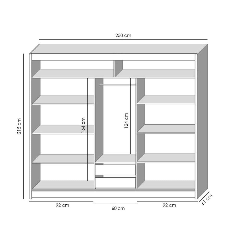 Šatní skříň Multi - 250x215x61 (bílá) - II. akosť