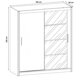 Šatníková skriňa Argos - 180x220x58 cm - ROZBALENÉ
