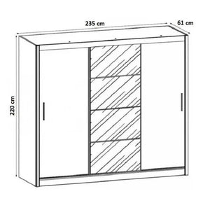 Šatníková skriňa Argos - 235x220x61 cm (biely mat)