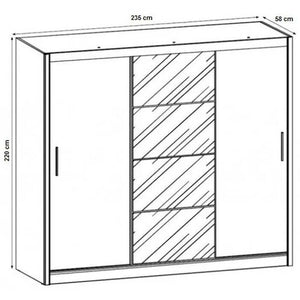 Šatníková skriňa Argos - 235x220x61 cm (dub wotan) - II. akosť