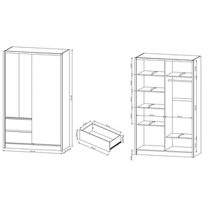 Šatníková skriňa Letia - 134x214x62 (biela/dub sonoma)