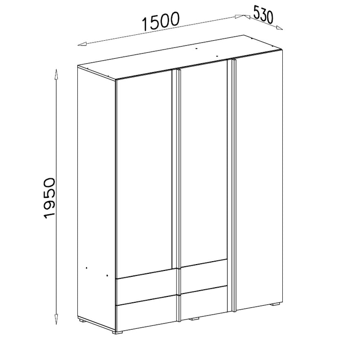 Šatníková skriňa Mero - 150x195x53 cm (dub, biela)