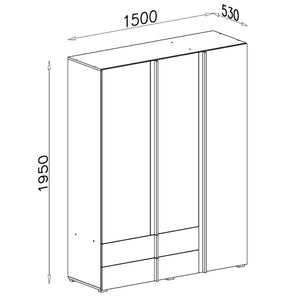 Šatníková skriňa Mero - 150x195x53 cm (dub, biela)