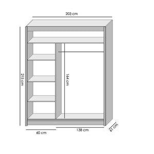 Šatníková skriňa Monaco - 203x215x63 (biela) - II. akosť