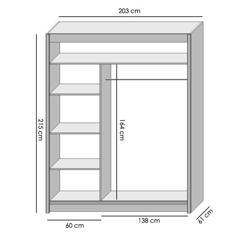 Šatníková skriňa Multi - 203x215x61 (sonoma) - II. akosť