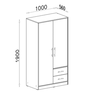 Šatníková skriňa Rams - 100x190x56 cm (dub sonoma, biela)