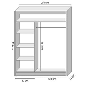 Šatníková skriňa Vaila 203x215x61 (biela) - II. akosť