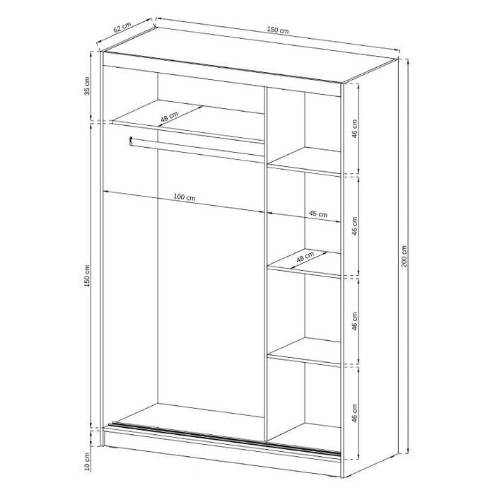 Šatníková skriňa Wiki - 150x200x60 (sonoma) - II. akosť