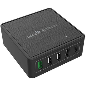 Sieťová nabíjačka 5xUSB 60W(QC 3.0+3xUSB+PD USB-C), čierna