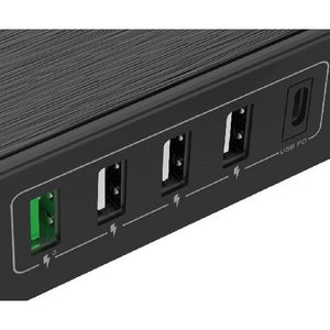 Sieťová nabíjačka 5xUSB 60W(QC 3.0+3xUSB+PD USB-C), čierna