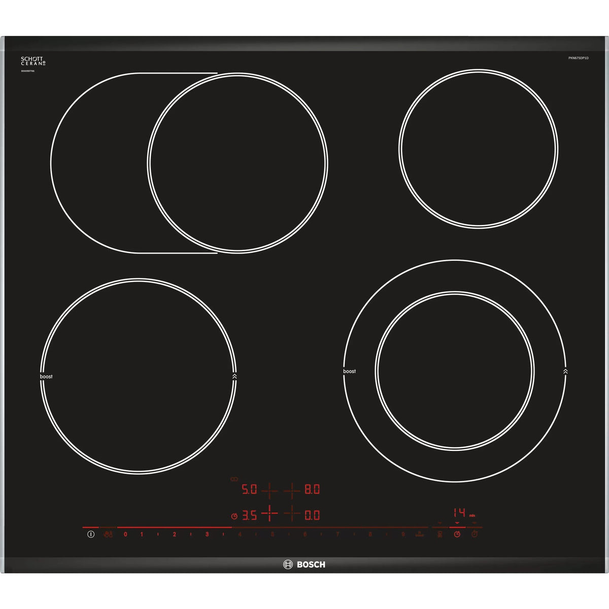 Sklokeramická varná doska Bosch PKN675DP1D,4 zóny,60cm ROZBALENÉ