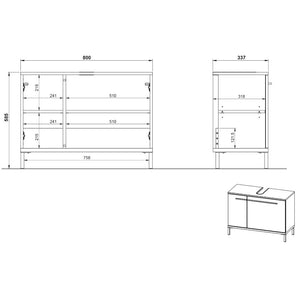 Skrinka pod umývadlo Linden (80x59x34 cm, dub / čierna)