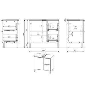 Skrinka pod umývadlo Sindy (60x56x34 cm, dub / biela)