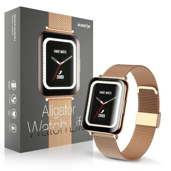 Smart hodinky Aligator Watch Life, 3x remienok, zlaté VADA VZHĽAD