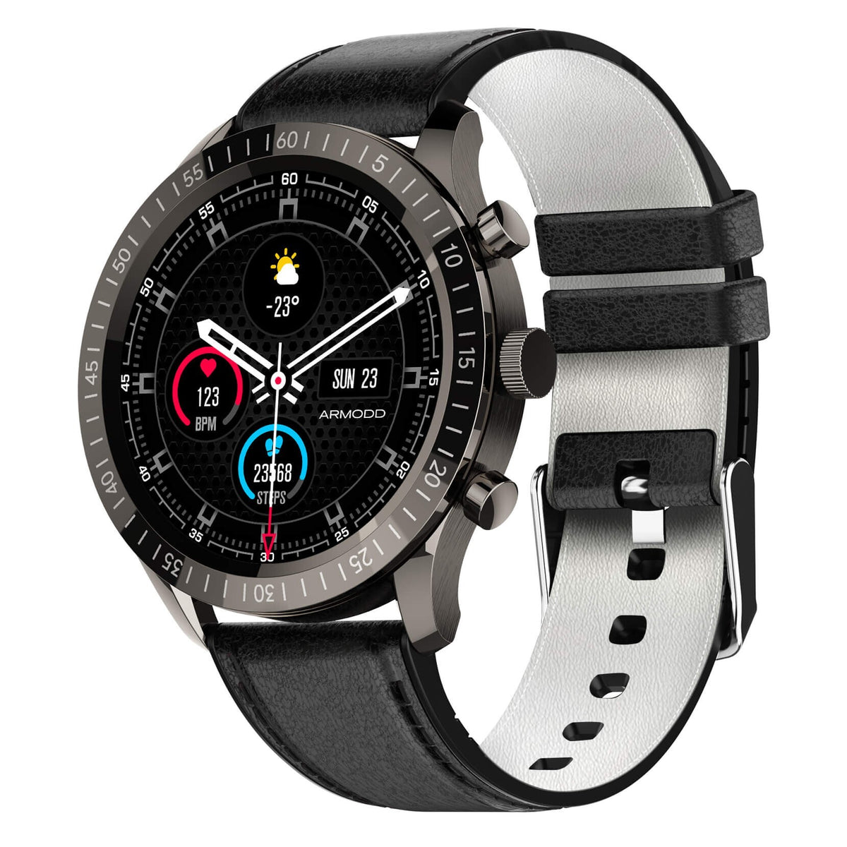 Smart hodinky Armodd Silentwatch 4 Lite, kožený rem, čierna