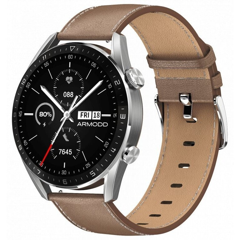 Smart hodinky Armodd Silentwatch 5 Pro, kožený rem., strieborná