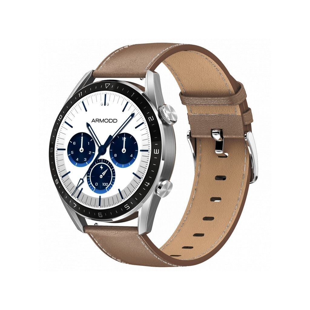 Smart hodinky Armodd Silentwatch 5 Pro, kožený rem., strieborná