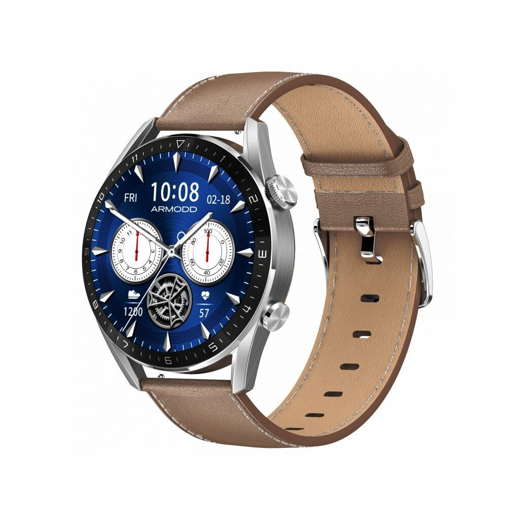 Smart hodinky Armodd Silentwatch 5 Pro, kožený rem., strieborná