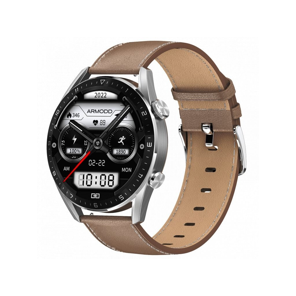 Smart hodinky Armodd Silentwatch 5 Pro, kožený rem., strieborná