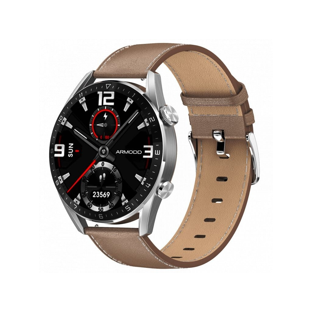 Smart hodinky Armodd Silentwatch 5 Pro, kožený rem., strieborná