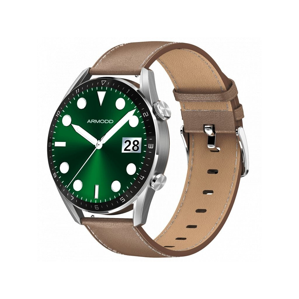 Smart hodinky Armodd Silentwatch 5 Pro, kožený rem., strieborná P