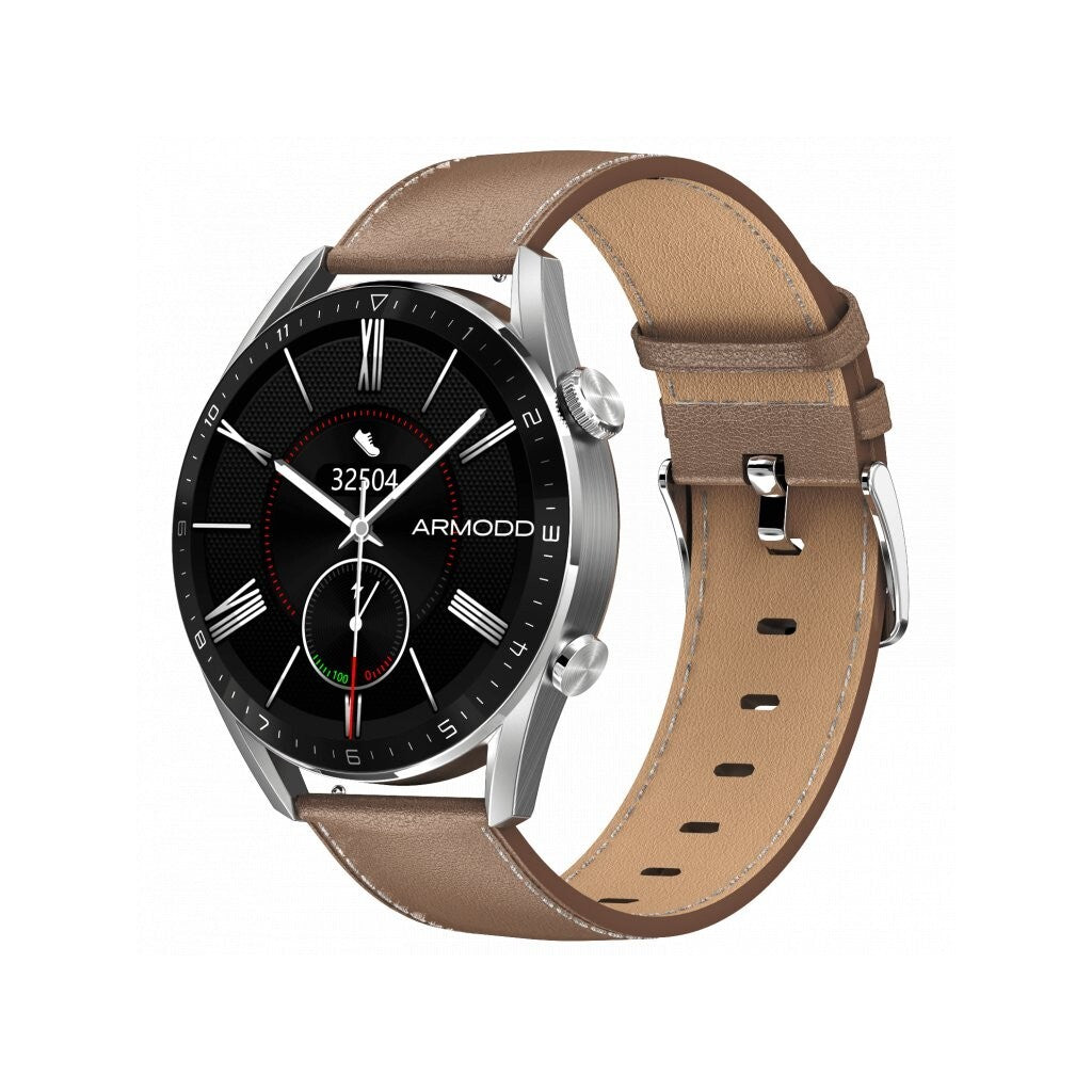 Smart hodinky Armodd Silentwatch 5 Pro, kožený rem., strieborná P