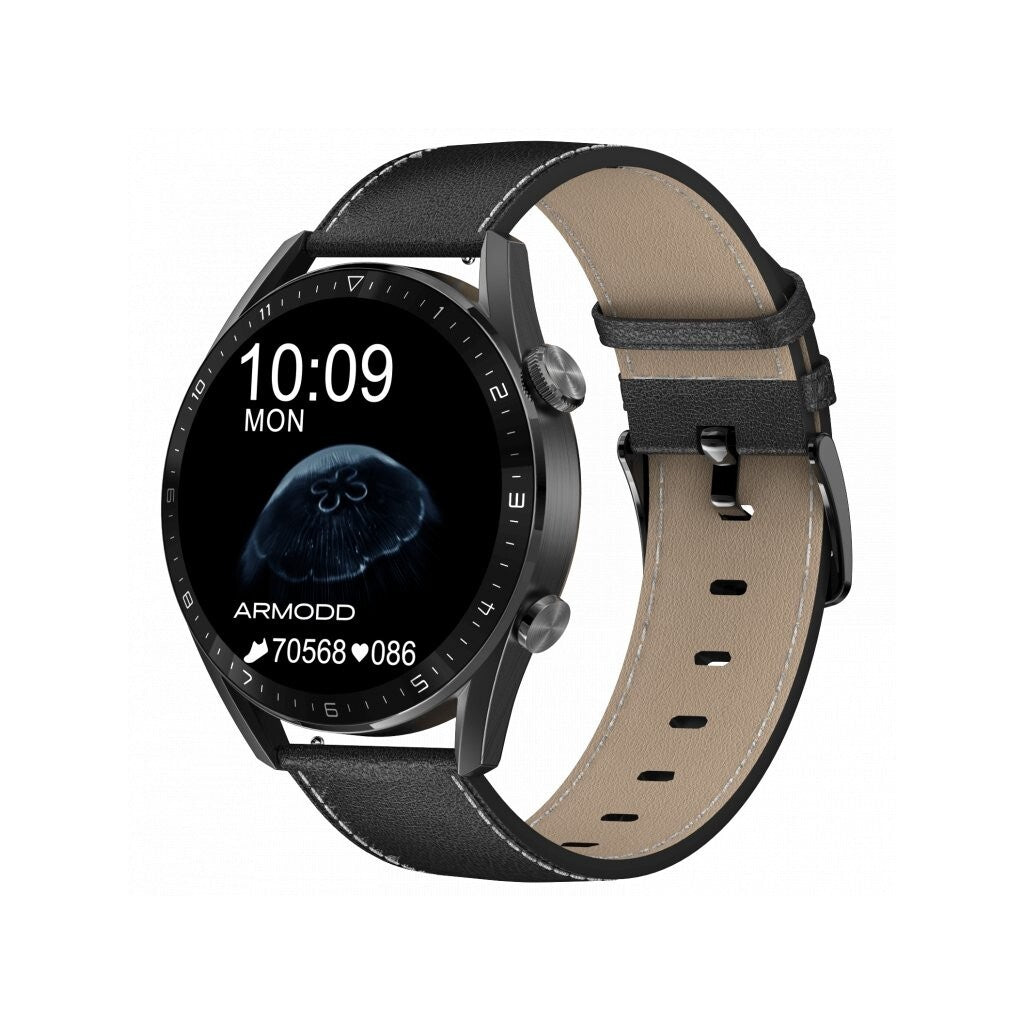 Smart hodinky Armodd Silentwatch 5 Pro, kožený remienok, čierna