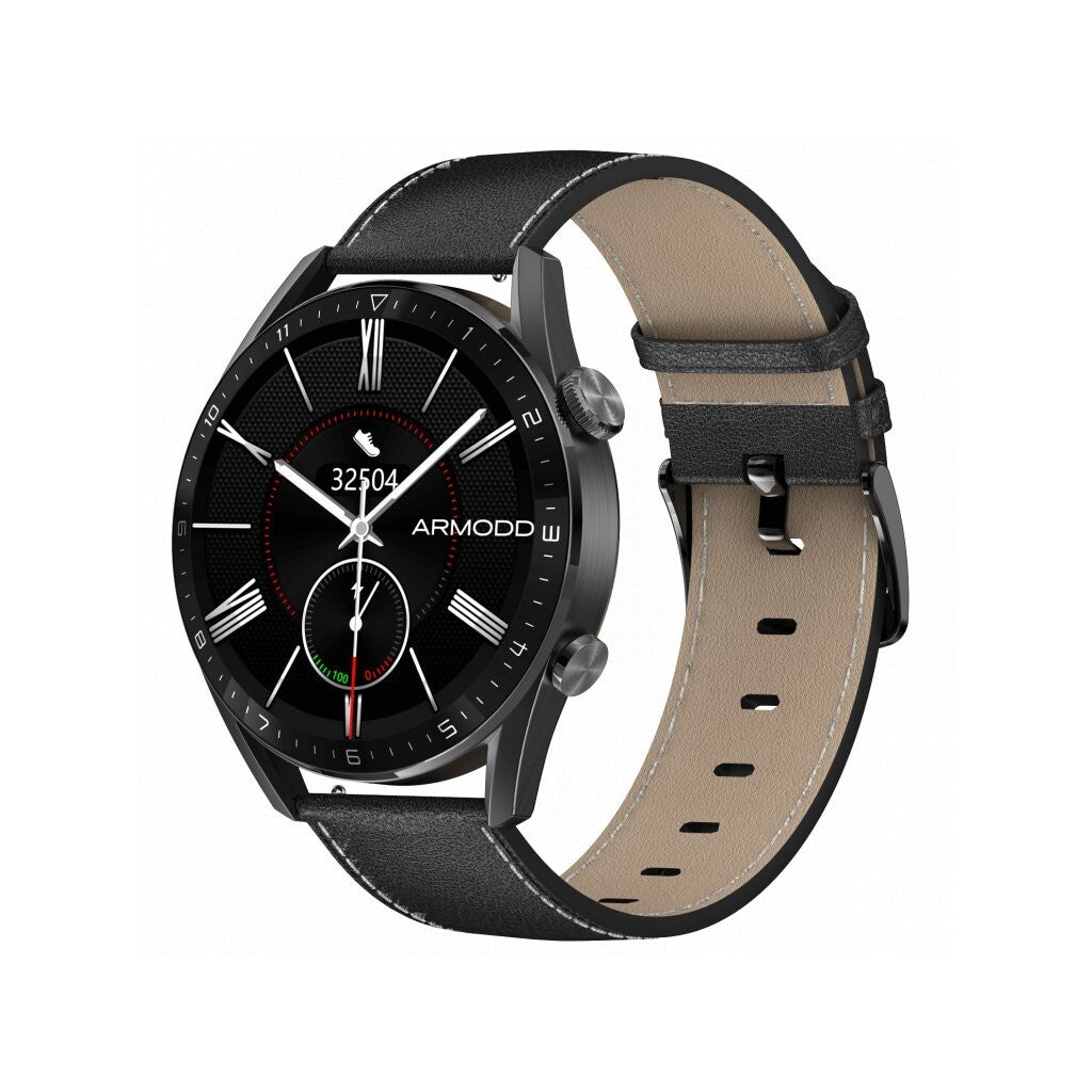 Smart hodinky Armodd Silentwatch 5 Pro, kožený remienok, čierna