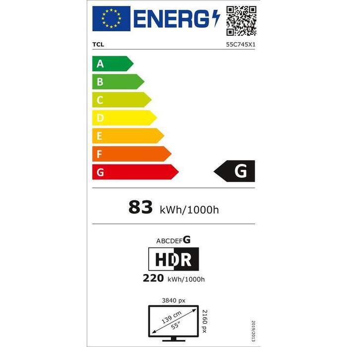 Smart televízia TCL 55C745 (2023) / 55&quot; (139 cm)