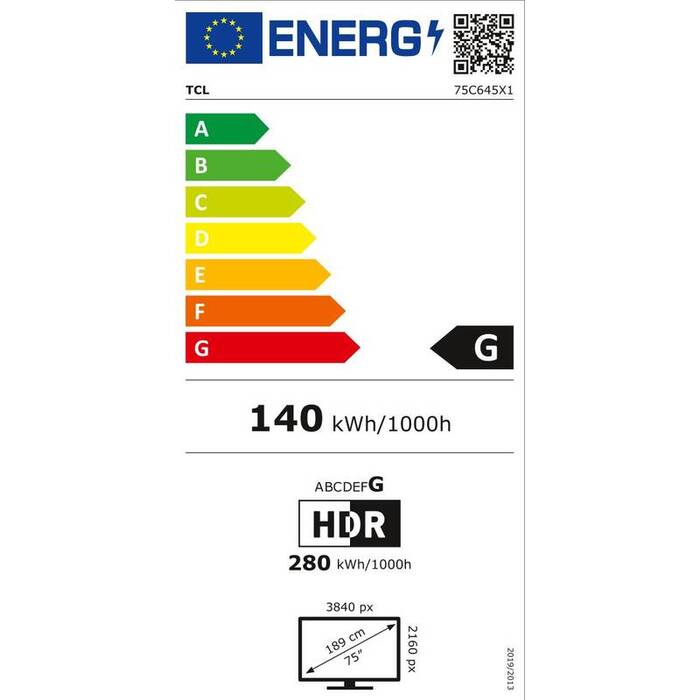 Smart televízia TCL 75C645 (2023) / 75&quot; (189 cm)