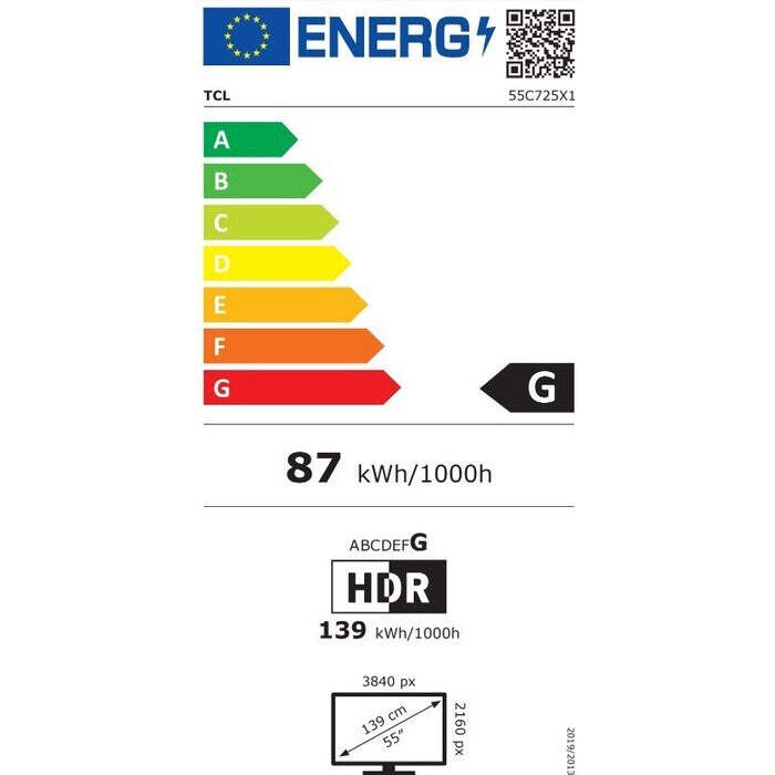 Smart televízor TCL 55C725 (2021) / 55&quot; (139 cm)