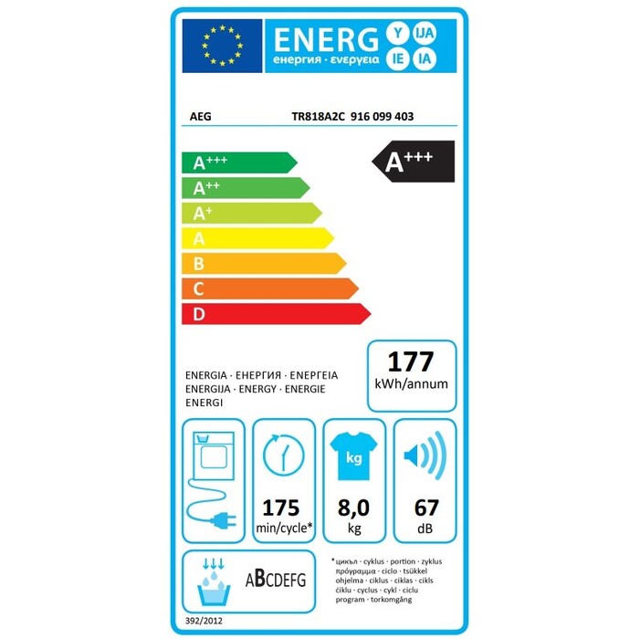 Sušička bielizne AEG AbsoluteCare TR818A2C, A+++, 8 kg