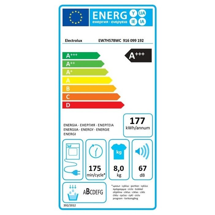 Sušička bielizne Electrolux EW7H578WC, A+++, 8kg POUŽITÉ, NEOPOT