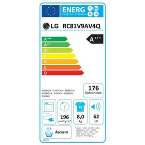 Sušička bielizne LG RC81V9AV4Q, A+++, 8 kg