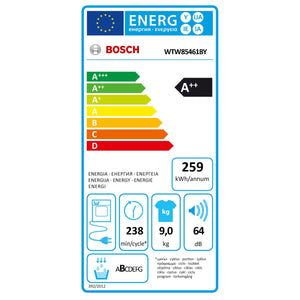 Sušička bilelizně BOSCH WTW85461BY, 9kg, A++ VADA VZHĽADU, ODREN