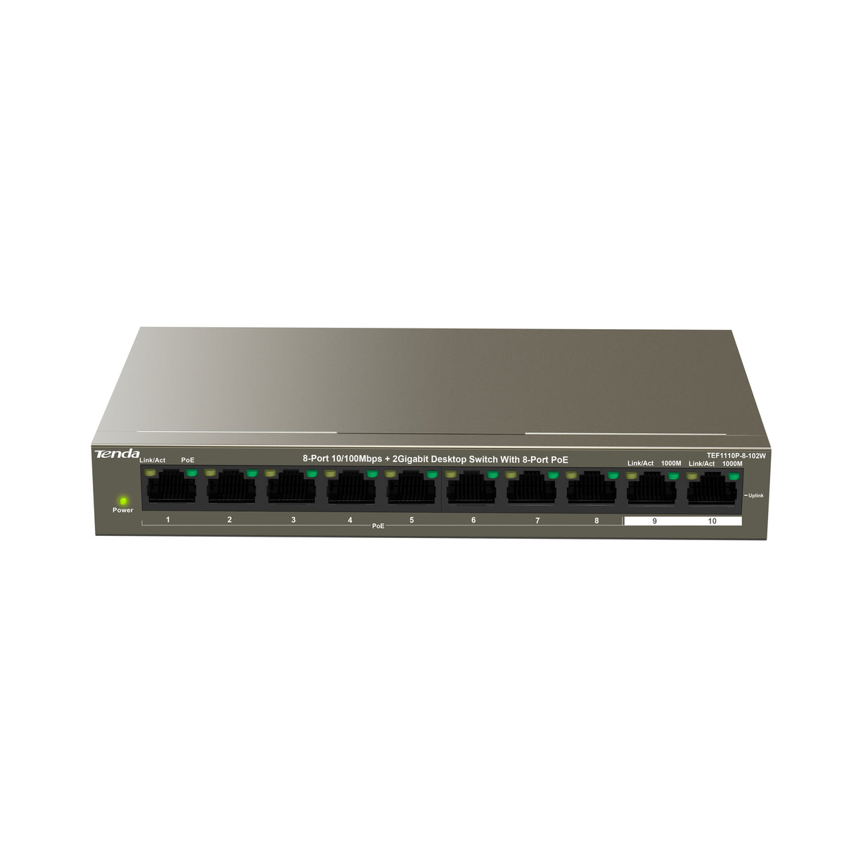 Switch Tenda TEF1110P-8-102W, PoE, 102W, 9-port