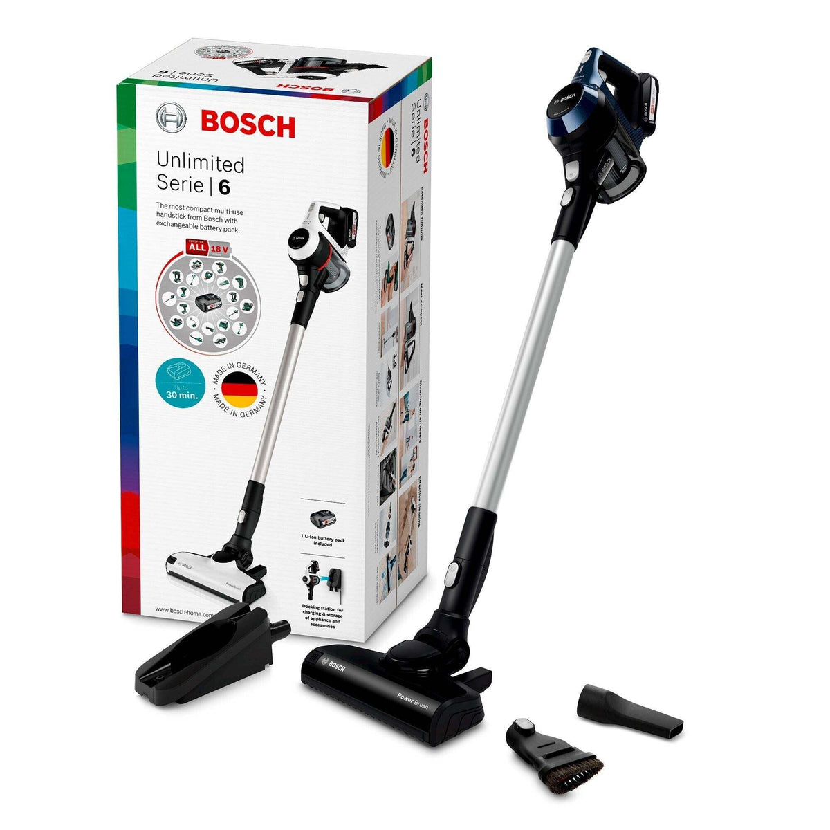 Tyčový vysávač Bosch Unlimited S6 BCS611P4A NEKOMPLETNÉ PŘÍSLUŠENSTVO