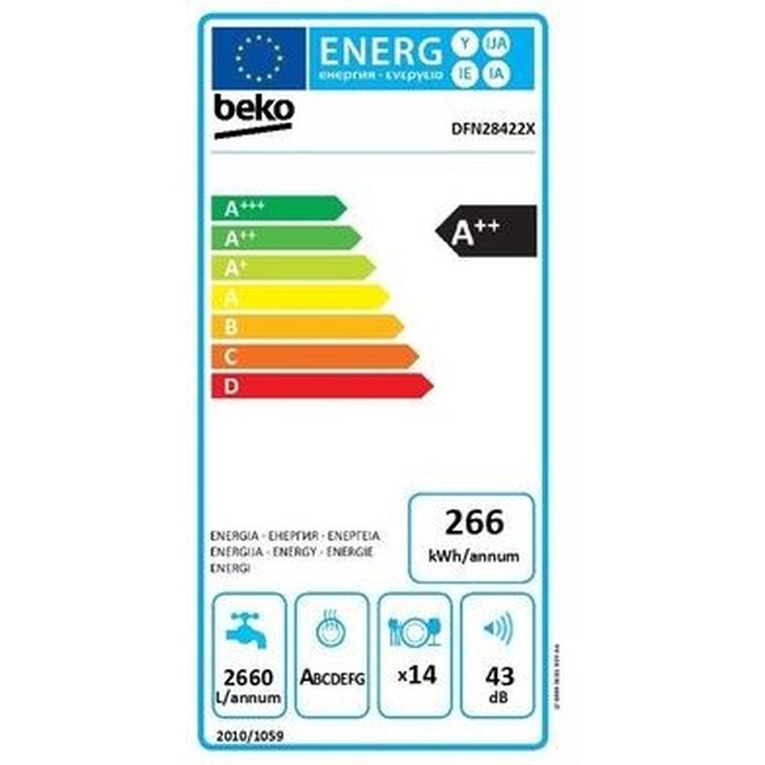 Umývačka riadu Beko DFN28422X, A++, 14 sád, nerez POUŽITÝ, NEKOMP