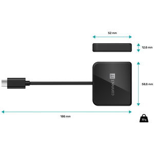 USB-C hub 3v1 Connect It CHU-7050-BK