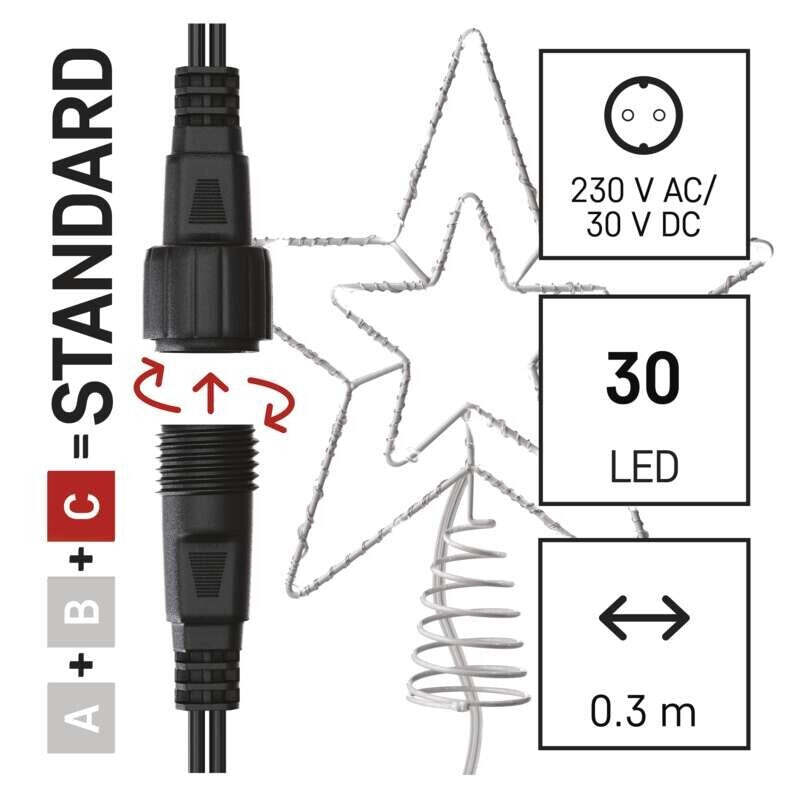 Vianočná hviezda Emos D1ZC01, studená biela, 28cm