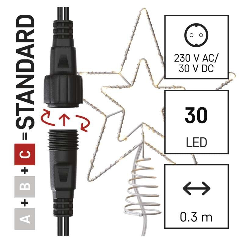 Vianočná hviezda Emos D1ZW01, teplá biela, 28cm