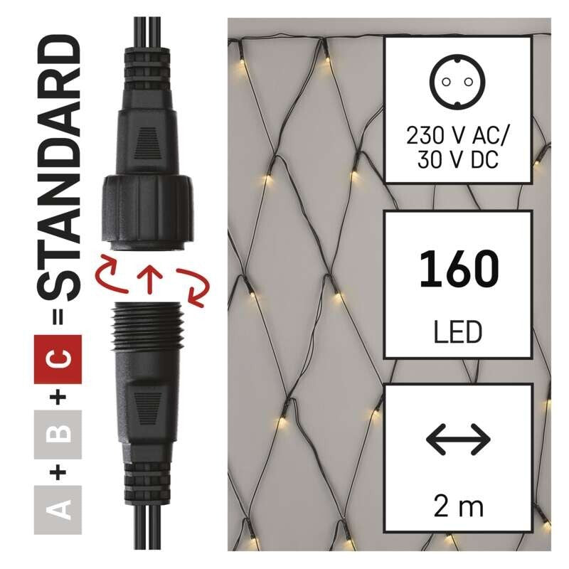 Vianočné osvetlenie Emos D1DW01, spojovacie, teplá biela, 1,5x2