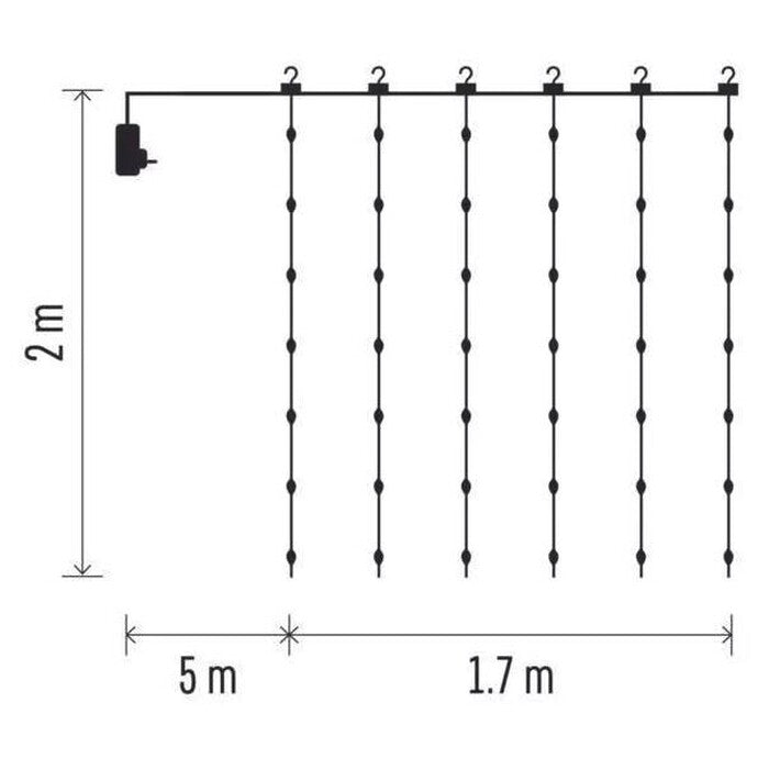 Vianočné osvetlenie Emos D3EW01, programy, teplá biela, 1,7x2 m