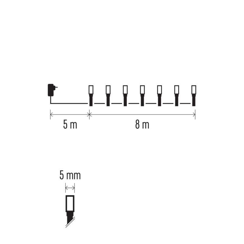 Vianočné osvetlenie Emos D4AW02, teplá biela, 8m