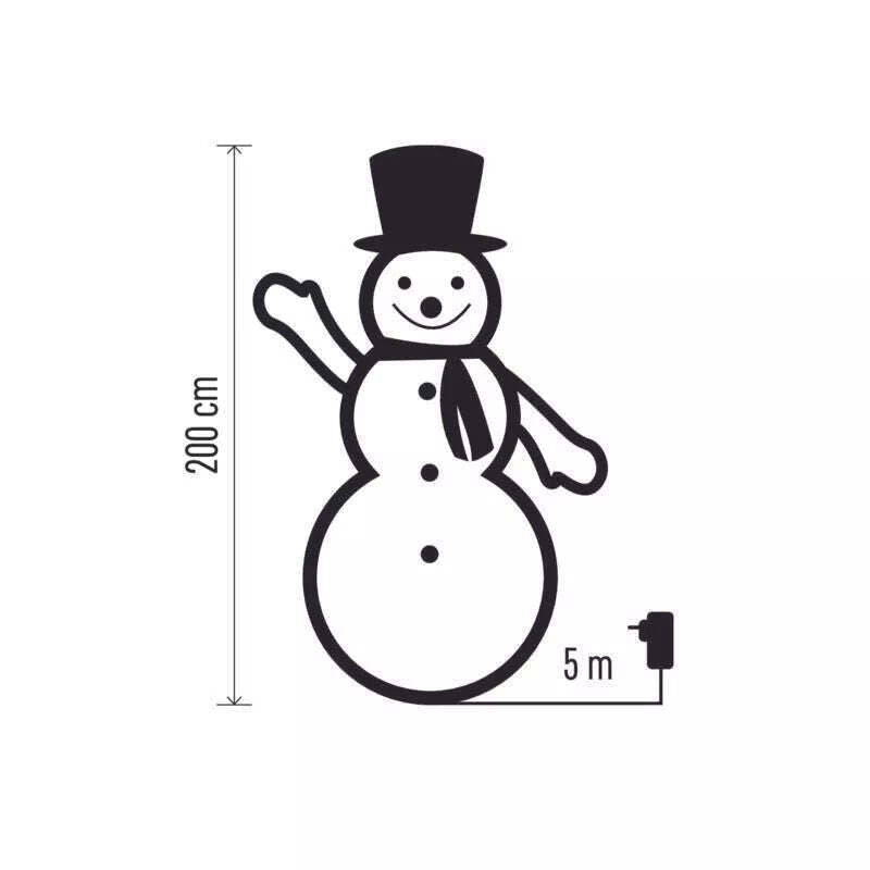 Vianočný nafukovací snehuliak Emos DCCF21, studená biela, 200 cm