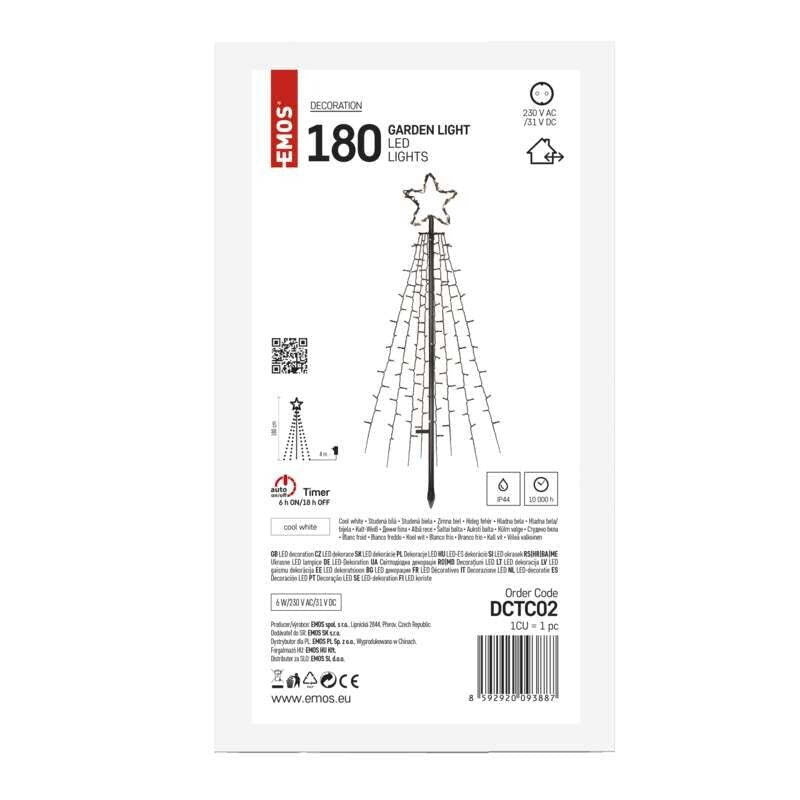 Vianočný strom Emos DCTC02, kovový, studená biela, 180cm